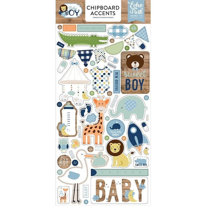 Echo Park Welcome Baby Boy Chipboard Accents