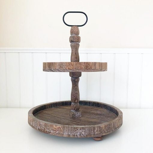 Tiered Tray - redondo - Antique Finish