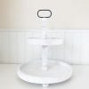 Tiered Tray - redondo - Distressed White Finish