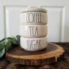 COFFEE TEA SUGAR Canister Stacker - Rae Dunn