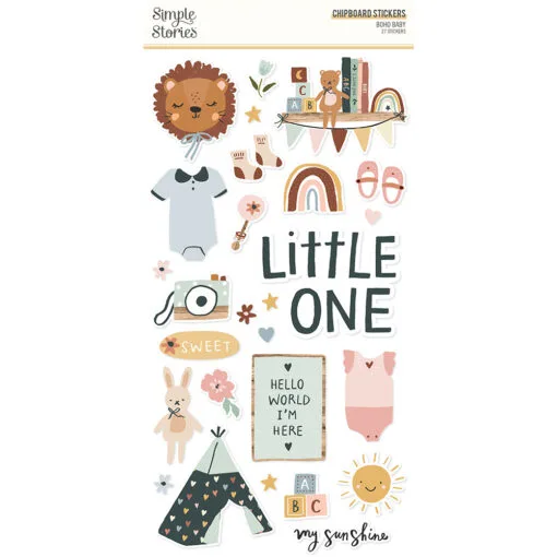 6 x 12 Chipboard Stickers - Boho Baby - Simple Stories