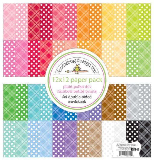 Kit de Papeles 12x12 - Petite Print - Plaid-Polka Dot Rainbow