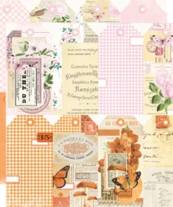 Papel 12x12 - Tags - Rosa y Naranja - Simple Vintage Essentials Color Palette