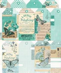 Papel 12x12 - Tags - Turquesa y Celeste - Simple Vintage Essentials Color Palette