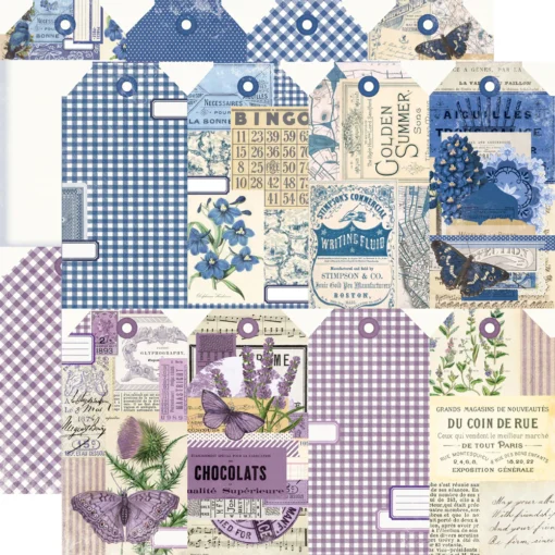 Papel 12x12 - Tags - Azul y Violeta - Simple Vintage Essentials Color Palette