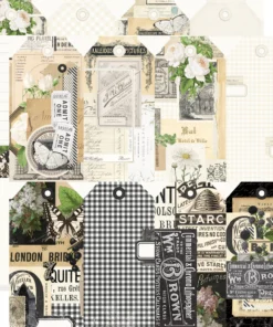 Papel 12x12 - Tags - Crema y Negro - Simple Vintage Essentials Color Palette
