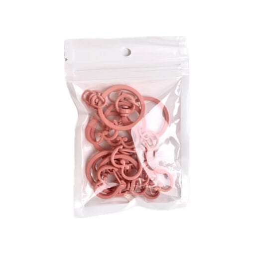 Gancho de Corazón con Aro - Rosa - 6 pack