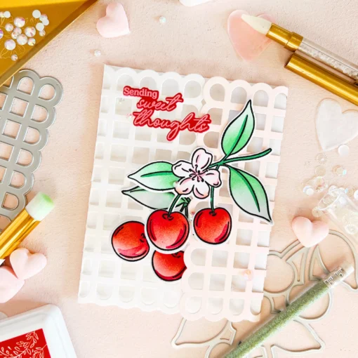 Set de Sello, Troquel y Stenciles - Cherry Bliss - Pinkfresh - Image 4