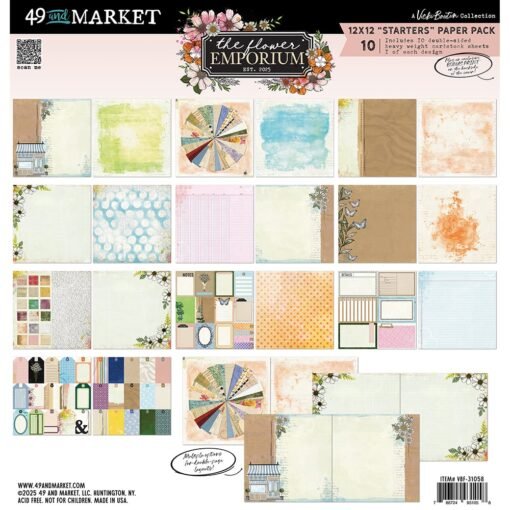 Kit de Papeles 12x12 - The Flower Emporium - Vicki Boutin - 49 and Market