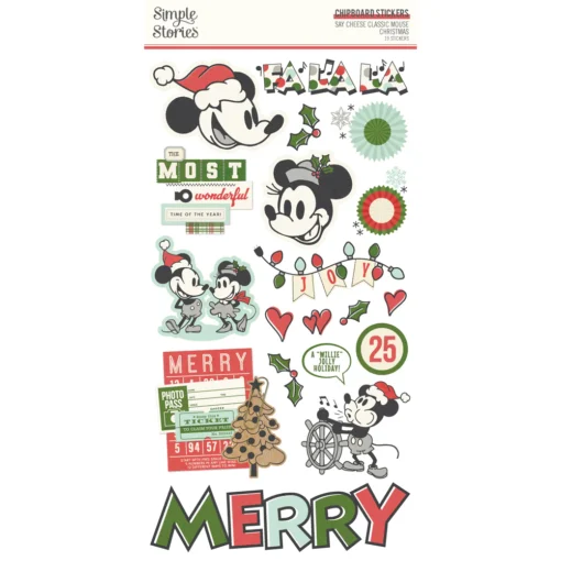 Chipboard Stickers - Say Cheese Classic Mouse Christmas - Simple Stories
