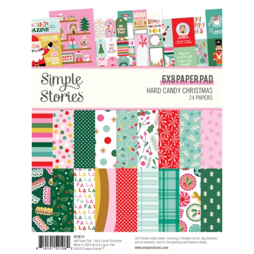 Block de Papeles 6x8 - Hard Candy Christmas - Simple Stories