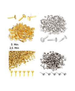 Cajita de Brads 5 mm y 2,5 mm - Dorado/Plateado - Mini herrajitos - Insumos Scrap