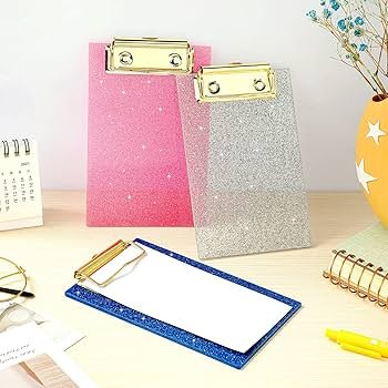 Mini Portapapeles - Clipboard - Rosa/Celeste/Plateado