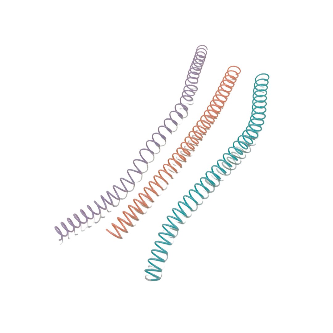 Set 3 Resortes Espirales Plásticos Pequeños - 3/4" - Menta, Rosa y Lila - 2:1