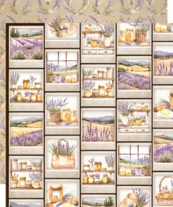 Papel 12x12 - Sunshine and Honey - Simple Vintage Lavender Fields