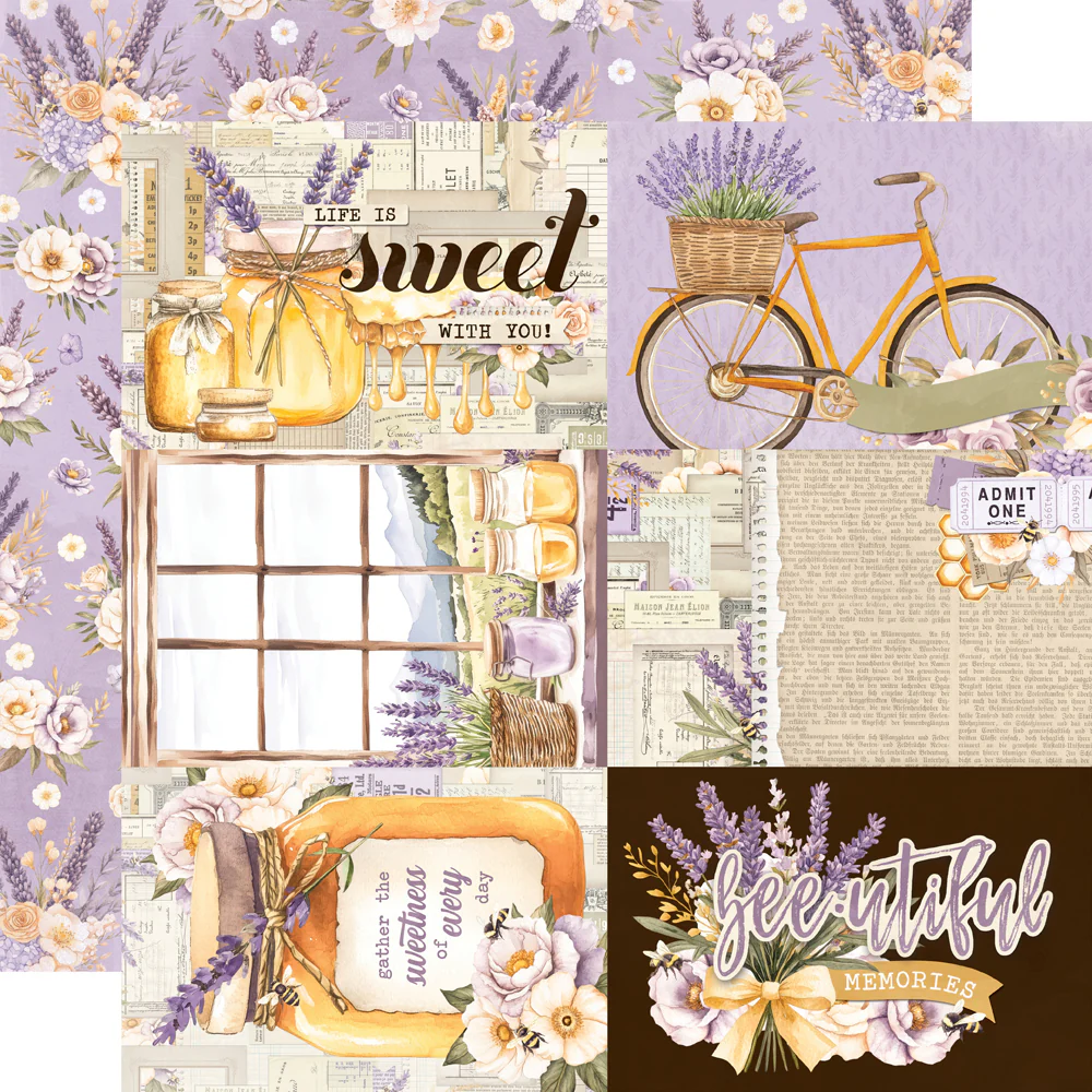 Papel 12x12 - 4x6 Elements - Simple Vintage Lavender Fields