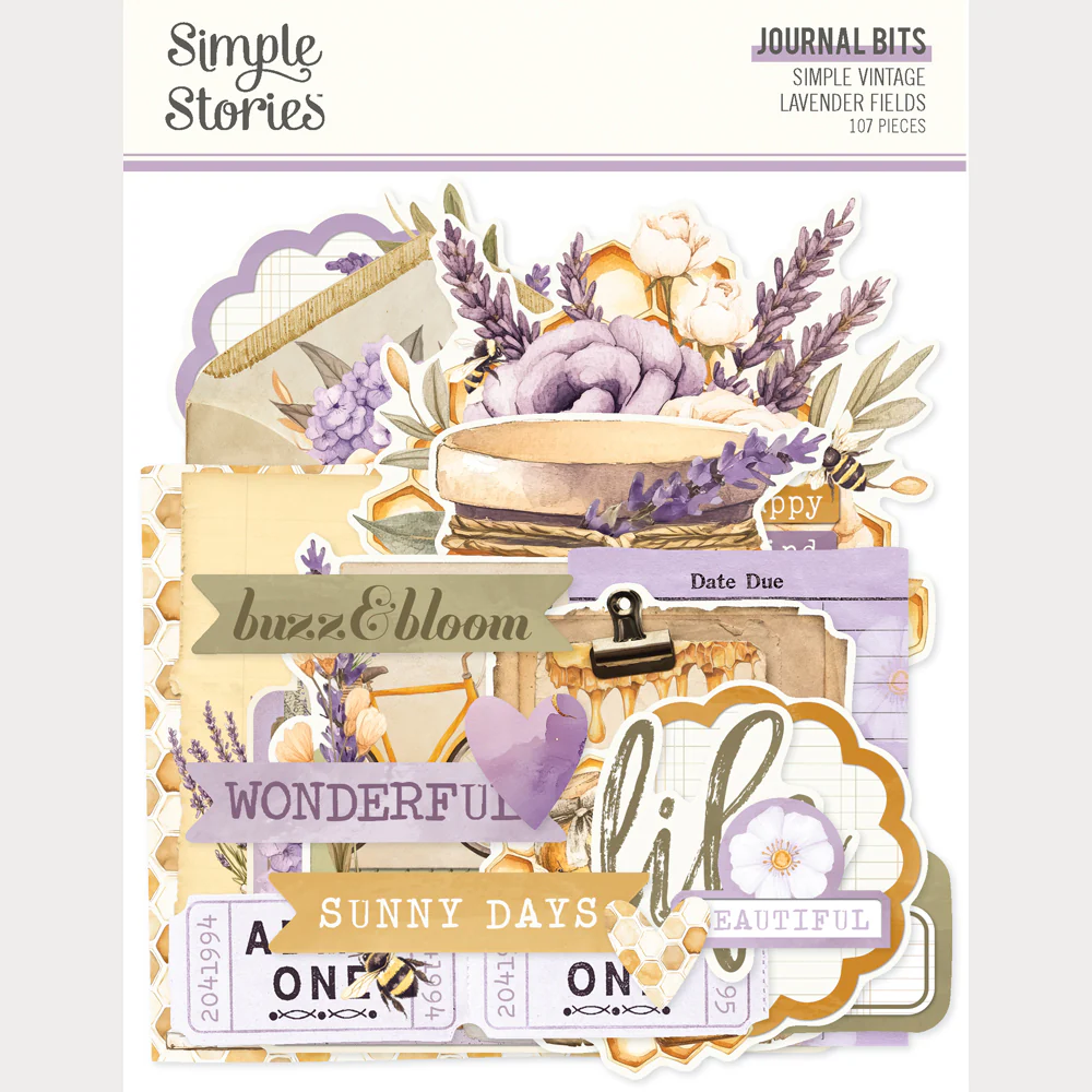 Journal Bits and Pieces - Simple Vintage Lavender Fields