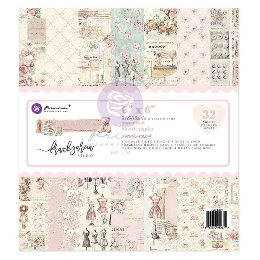 Block de Papeles 6x6 - Buttons & Keepsakes - Frank Garcia - Prima Marketing