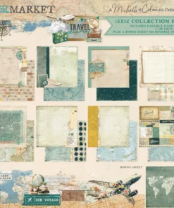 Kit de Papeles 12x12 - Travel Diaries - 49 and Market