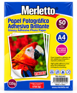 Papel Fotográfico Adhesivo Brillante A4 - 50 hojas - Merletto