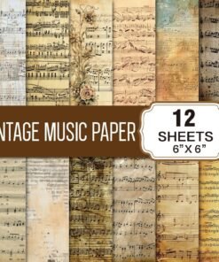 Kit de Papeles 6x6 - Vintage Music Paper - 12 hojas