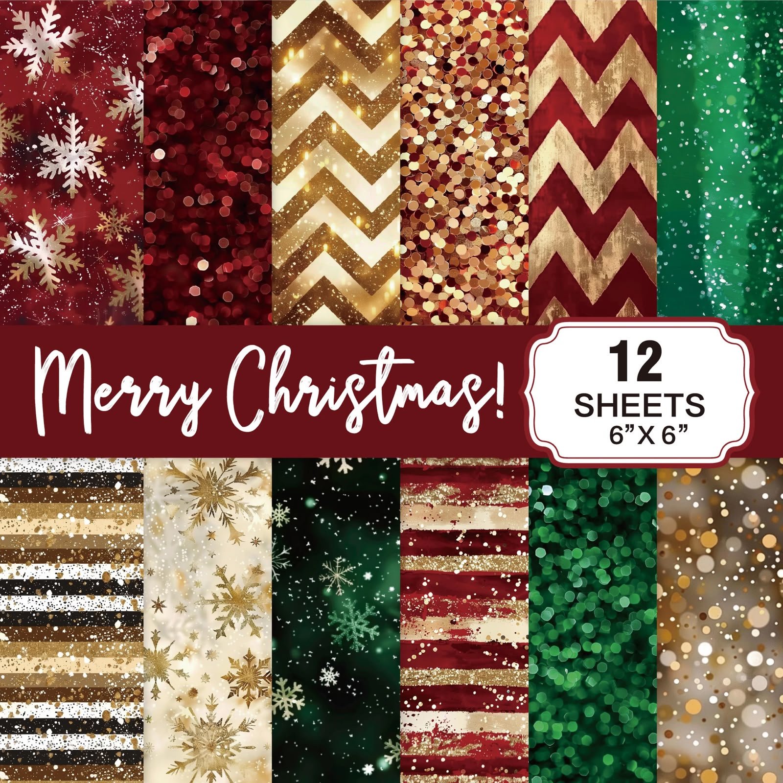 Kit de Papeles 6x6 - Merry Christmas! - Festivo - 12 hojas